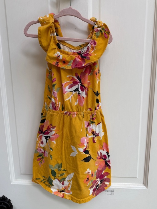 The Children's Place Other - The Children's Place Girls S 5 6 Yellow Floral Ruffle Shoulder Dress